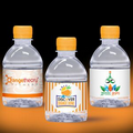 8 oz. Custom Label Spring Water w/ Tangerine Orange Flat Cap - Clear Bottle